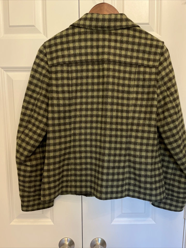 Chaqueta De Colección Talbots Botón Frontal Talla 8 Mezcla de Lana Verde Pata de Gallo Cuadros Clásica Foto 4 de 4