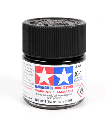 Tamiya 81501 Acrylic Mini X-1 Black 10ml (1/3oz)