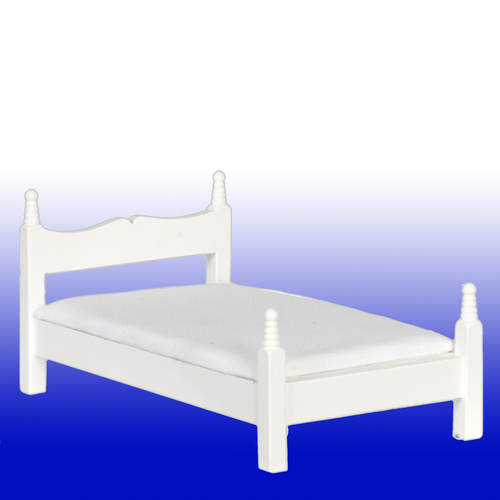 Dolls House White Single Bed Wooden Miniature 1:12th Scale I Jaspers Miniatures