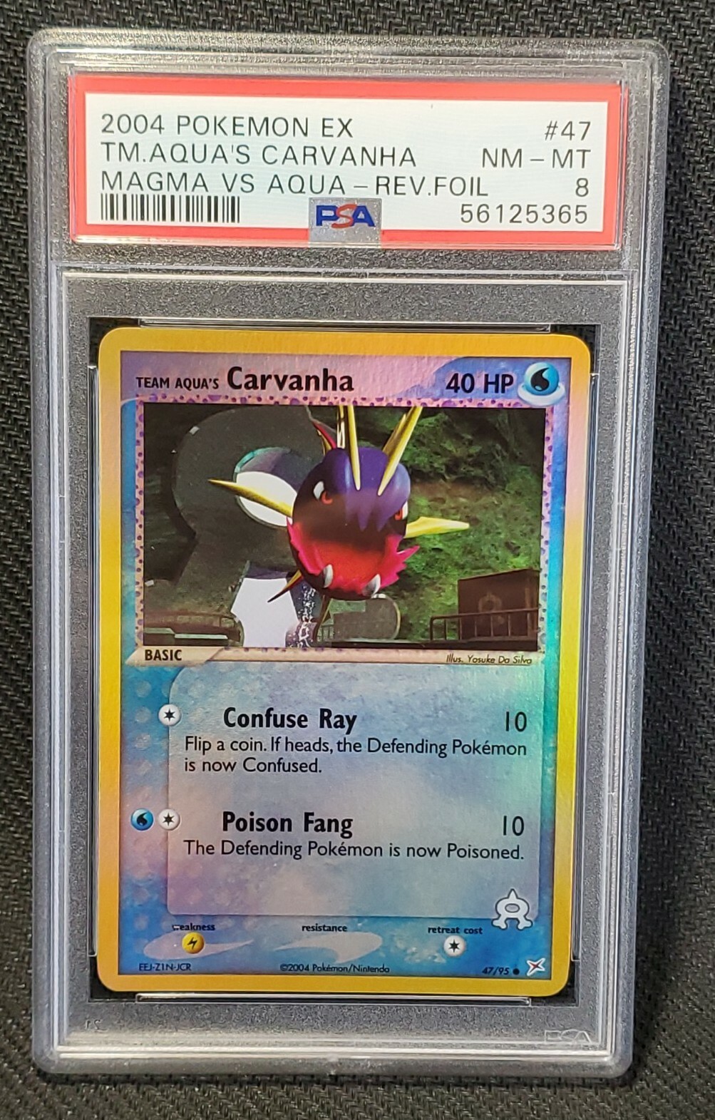 PSA 8 NM-MT Pokemon Ex Team Magma Vs Aqua Carvanha Reverse Holo Foil #47