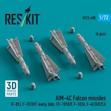 AIM-4C Falcon Missiles (4 pcs) Scale 1:72 ResKit RS72-0488 for Plastic Model Kit