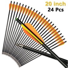 24Pcs 20 inch Crossbow Bolts OD 8mm Fiberglass Arrows Hunting Archery Flat Nocks
