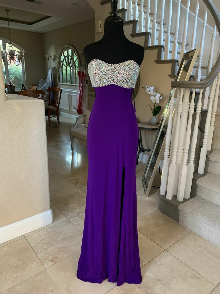 $378 NWT ROYAL PURPLE LA FEMME PROM/PAGEANT/FORMAL DRESS/GOWN #21200 SIZE 4  | eBay