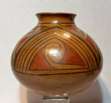 Mata Ortiz Pottery Francisco Enriquez 6.5" Vase Round Bottom Stone Polished EC