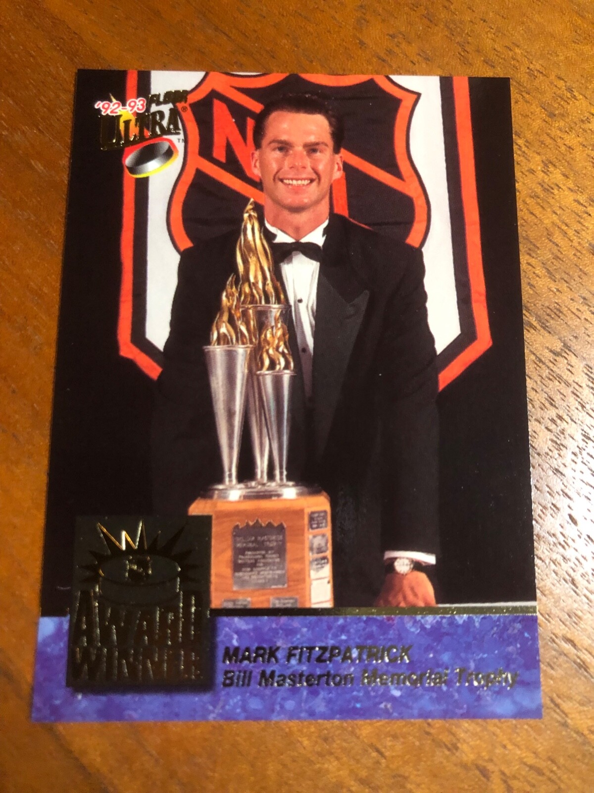 MARK FITZPATRICK 1992-93 Hockey INSERT Card NHL Fleer Ultra AWARD WINNER #7 NY