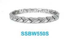 Silver - Women magnetic stainless steel link bracelet for health  beauty