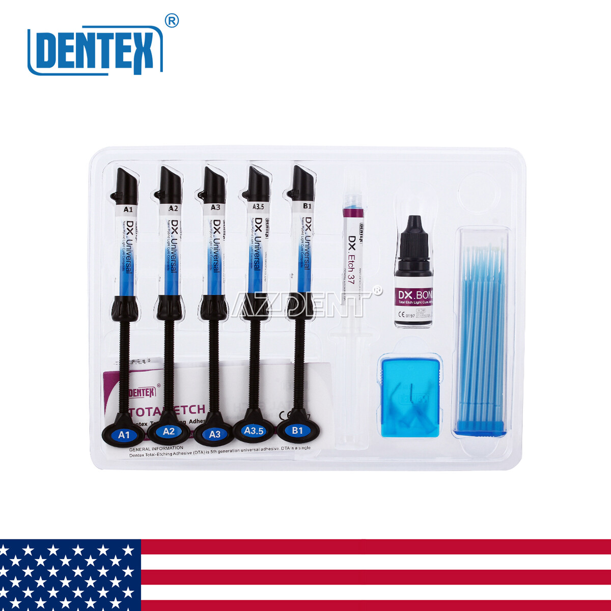 Dentex Dental Light Cure Hybrid Resin Composite  Restoration 6 Syring Kit A1-B1