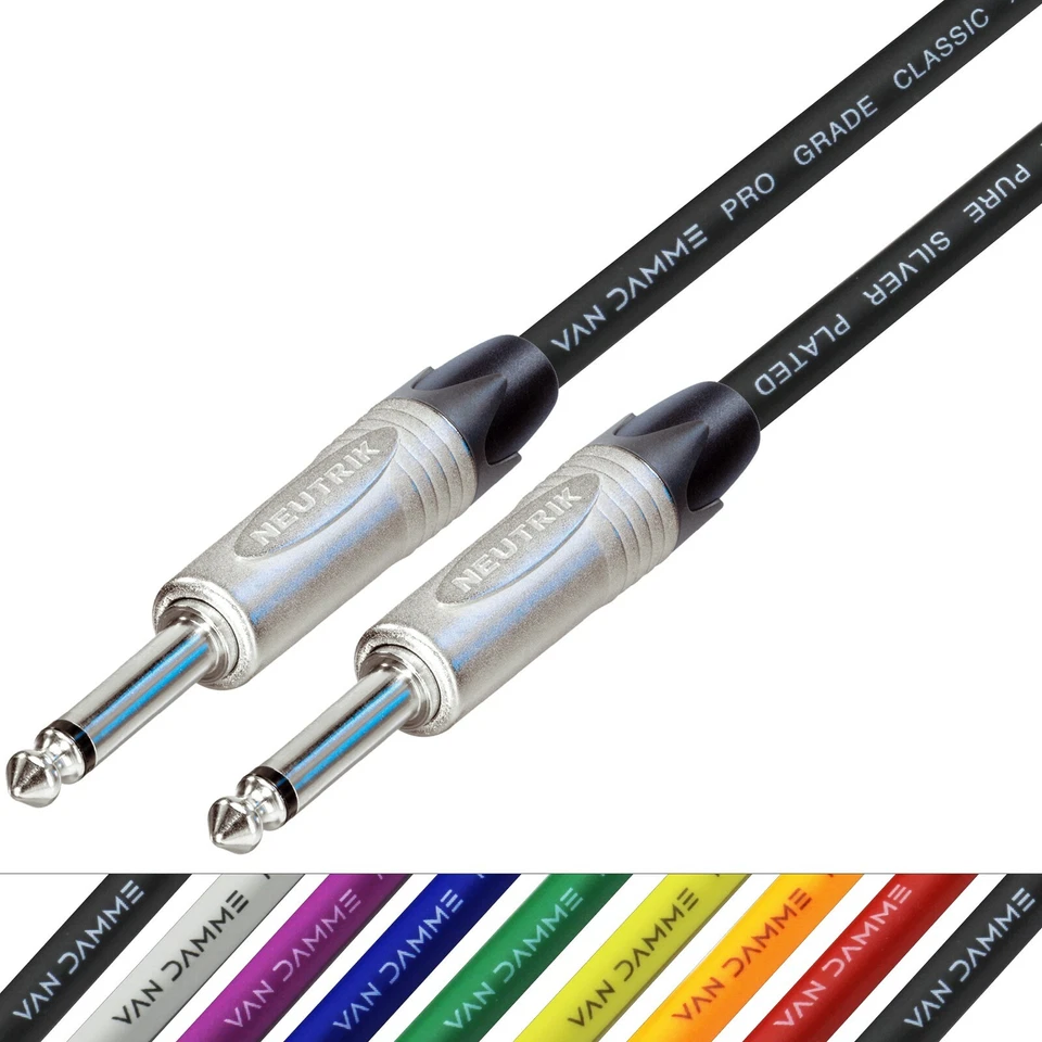 Van Damme Guitar Cable Straight Jack Neutrik TS UPOFC Silver Plated Pro Lead 1/4