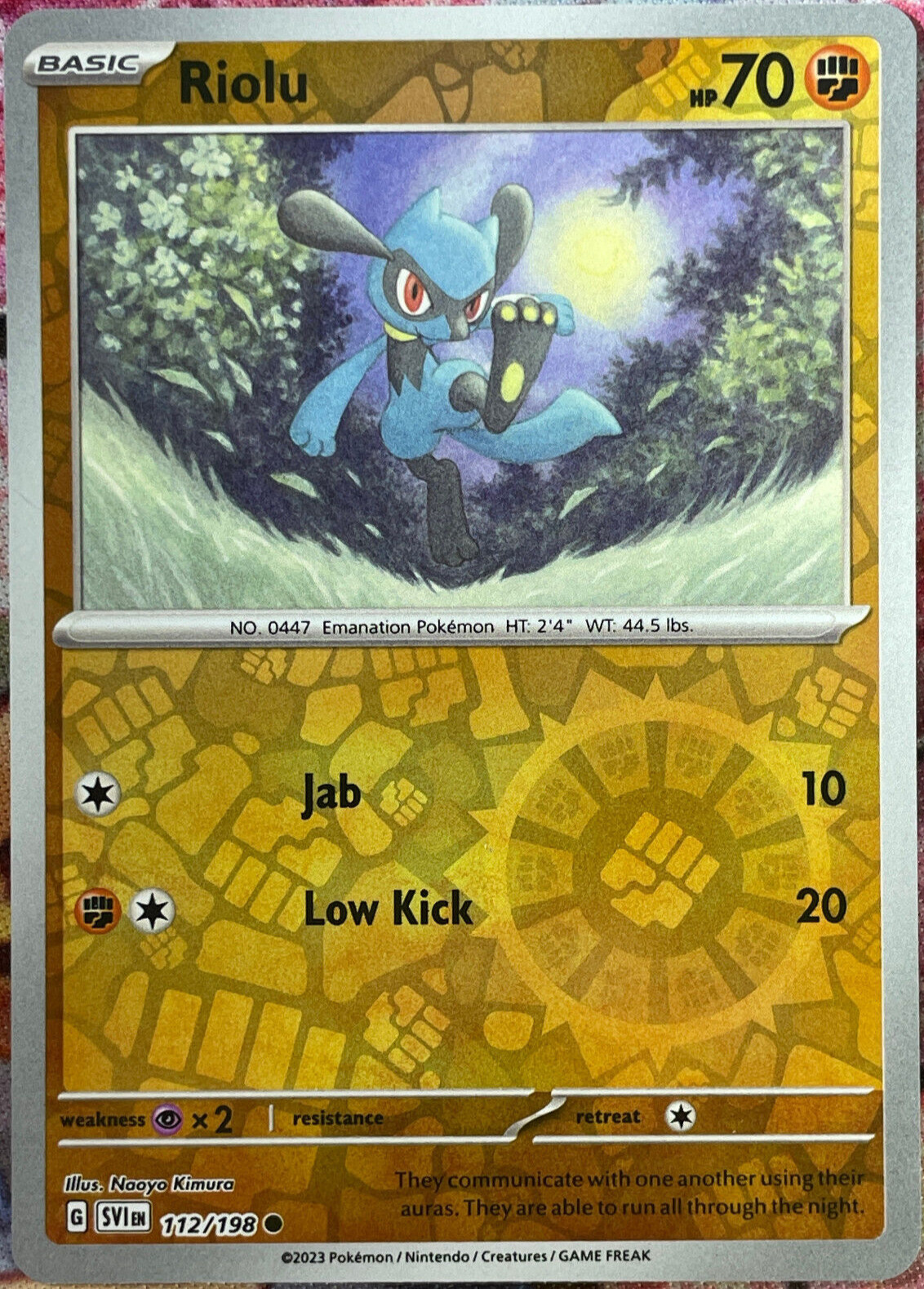 Riolu Reverse Holo - 112/198 - Scarlet & Violet Base Pokemon 2023