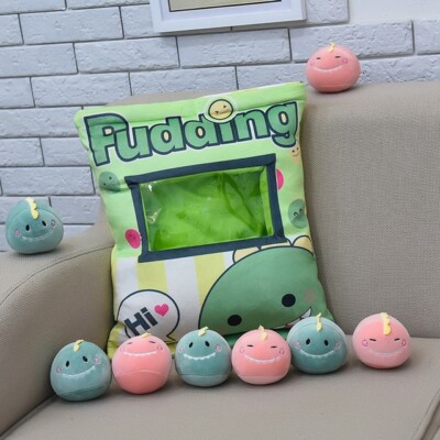 Cuddly Plush Bag Candy Bag Mini Ball Of Pudding Green Plush Pillow Plushie 