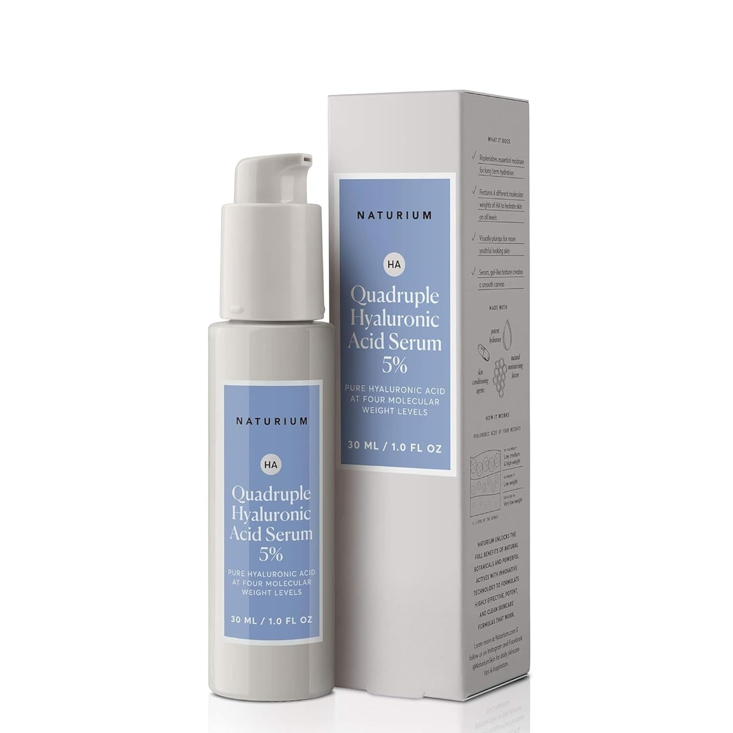 Quadruple Hyaluronic Acid Serum 5%, Hydrating & Plumping Face Serum, Anti-Aging