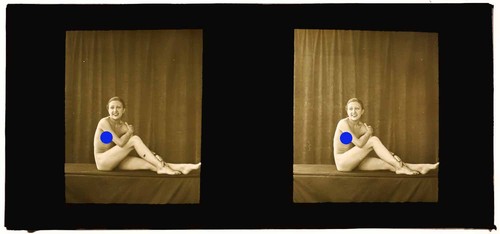 PHOTO STEREO EROTIQUE sur verre NU FEMININ 1900 - 1920 risque nude / 740 - Picture 2 of 3