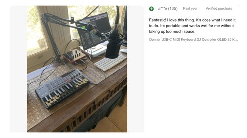 Donner DMK-25 MIDI Keyboard 25 Key 8 Drum Pads Touch Bar USB-C DJ Controller - Picture 11 of 17