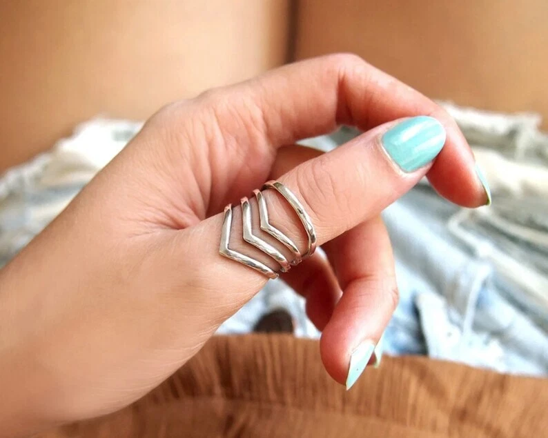 Chevron Sterling Silver Ring For Women s Thumb Ring Chunky