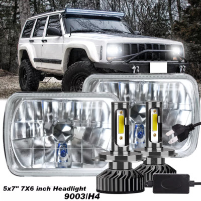 5x7'' 7x6'' LED Headlights High-Low Headlamp for Jeep Wrangler YJ Cherokee XJ