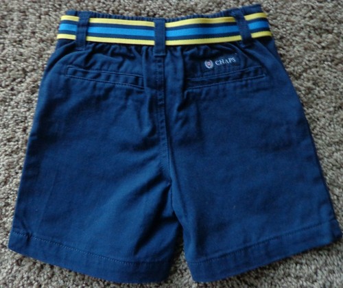 CHAPS boy's sz 16 NWT French Navy Blue khaki cotton shorts w/yellow & blue belt - Picture 3 of 5