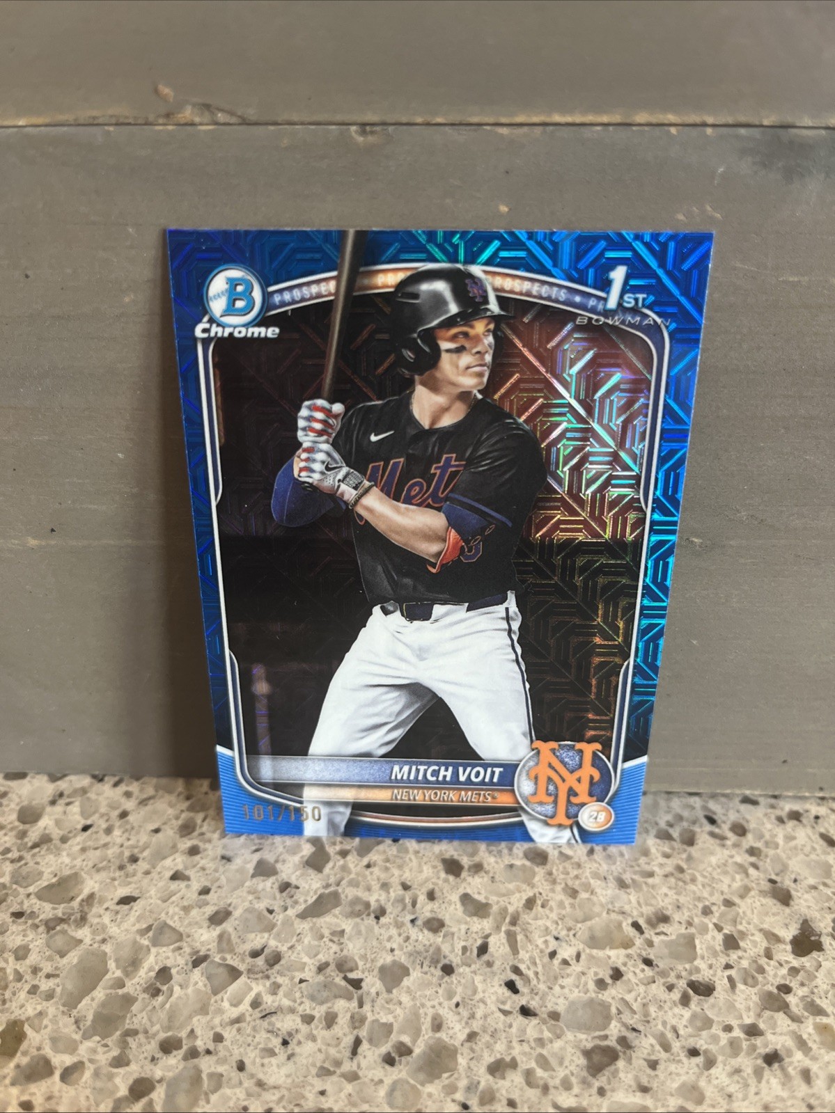 Mitch Voit 2025 Bowman Draft Prospect BDC-71 Blue Mojo Refractor /150 NY METS