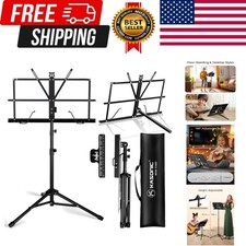 Music Stand, 2 in 1 Dual-Use Folding Sheet Music Stand Desktop Book Stand, ...