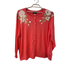 Bob Mackie nwt cardigan sweater womens 3X coral sequin Spring