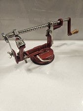 Apple Peeler Fruit Slicer Corer with Stainless Steel Blades and Suction Base Red