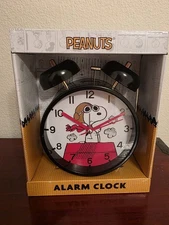 Snoopy Red Barron Peanuts Bell Ring Alarm Clock Battery Operated Flying Ace