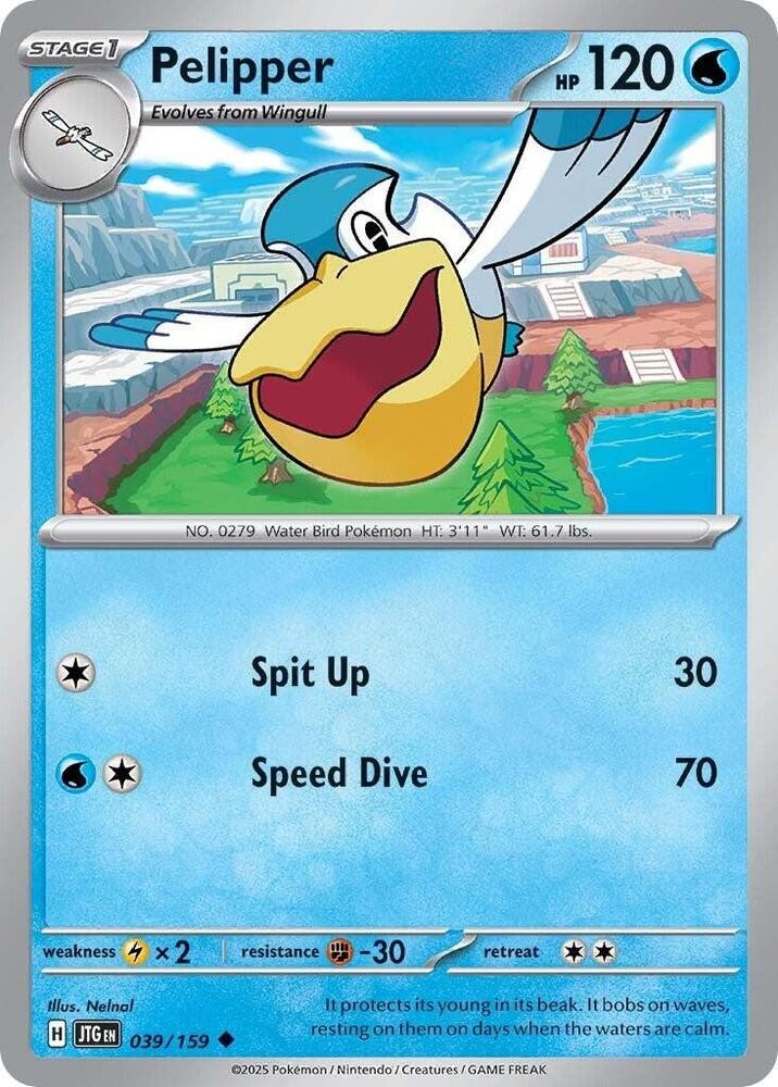 Pokemon TCG Journey Together Pelipper 039/159 Reverse Holo Uncommon