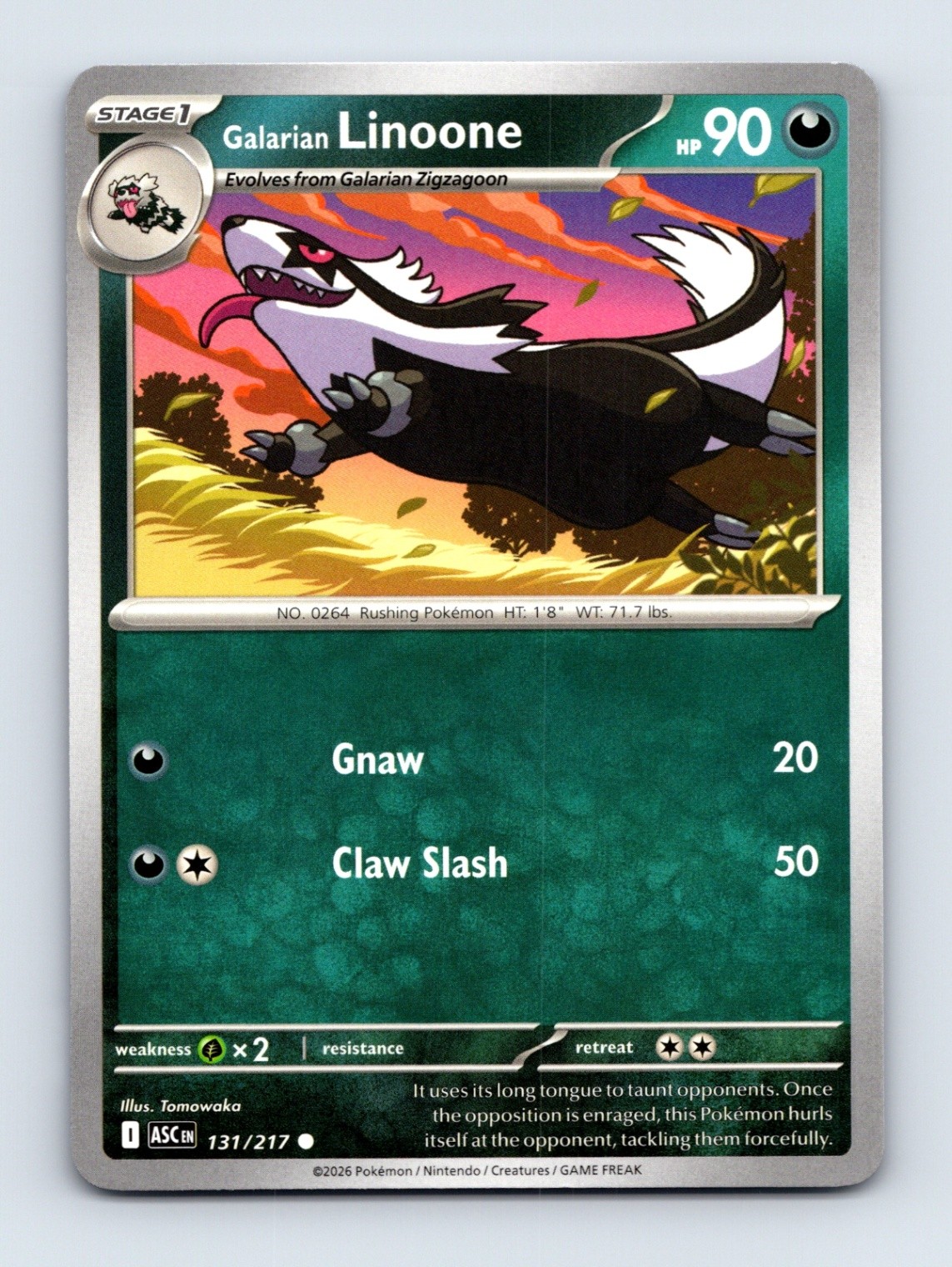 Galarian Linoone - Ascended Heroes 131/217 - Common - NM - Pokémon
