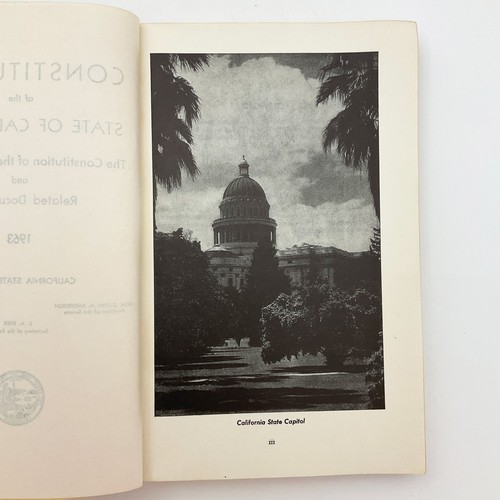 Constitution of California State Senate Softcover Book 1963 - Picture 7 of 22