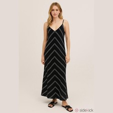Loft Black & White Horizontal Stripe Sleeveless Long Midi Dress Women Sz XS