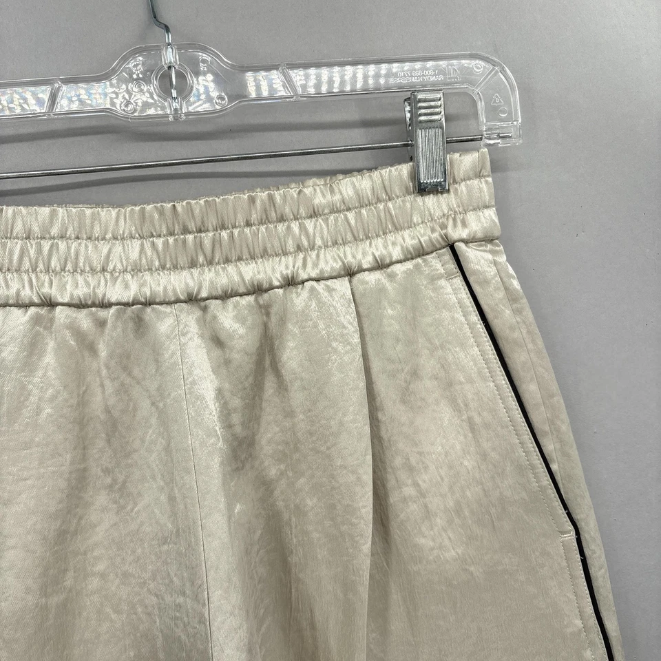 Pantalones Cortos Helmut Lang Mujer Pequeños Beige Satinado Cintura Elástica Informales Salón Sedoso Foto 3 de 4