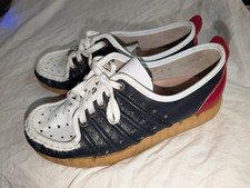 Vtg 1970s Black White Red Leather Groovy Shoes Famolare Sport Size 9