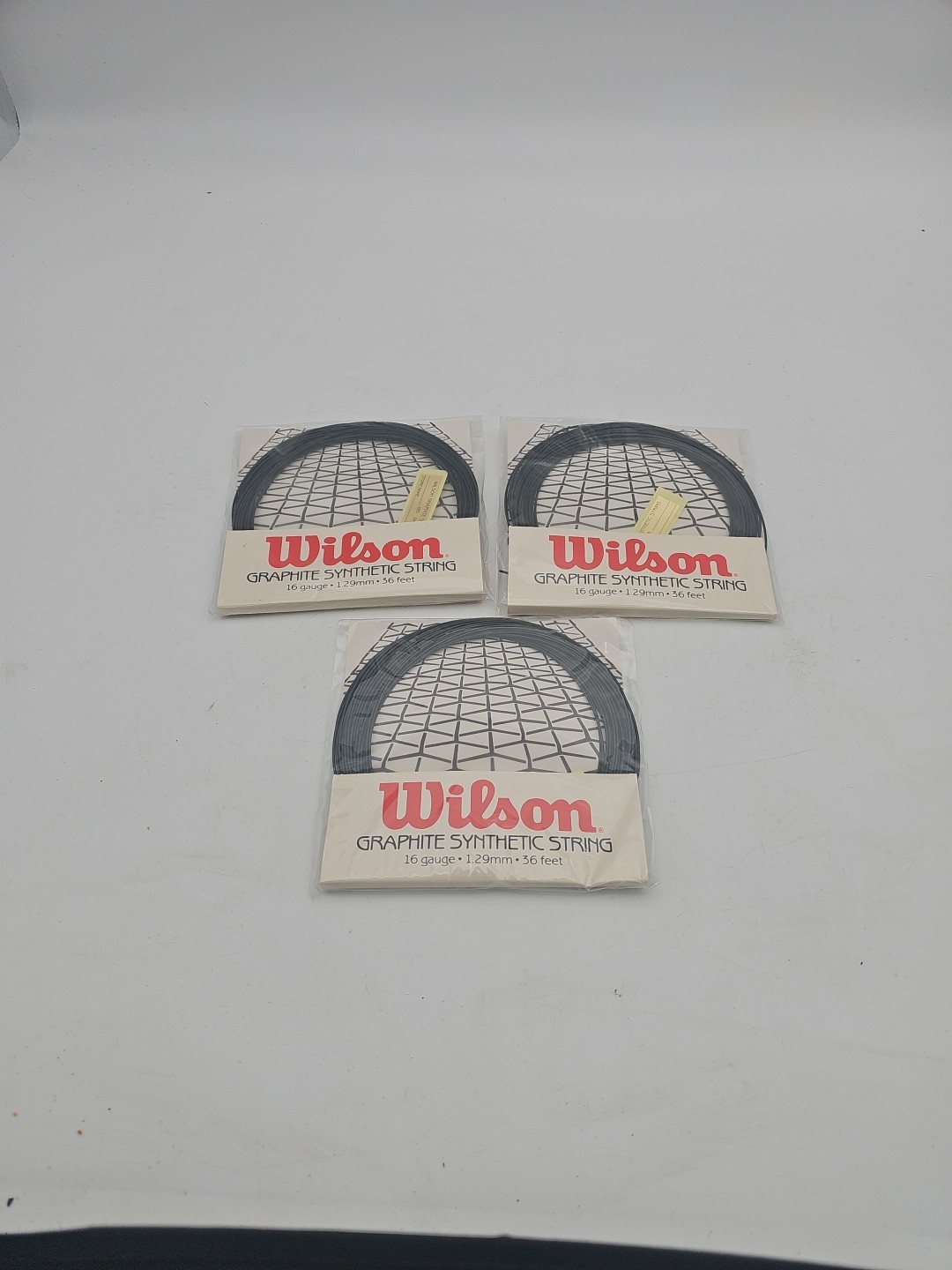  Lot Of 3 Wilson Synthetic Gut Power Tennis String Reel - 16 Guage 1.29mm 36 Ft
