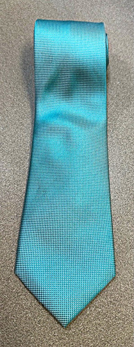 NWT Countess Mara Men's Necktie Aqua Turquoise Textured Micro-Pattern 100% Silk
