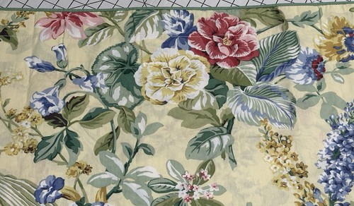 Vintage Thomasville Baumwolle gelb & rosa Multi Blumen Ballon Volant 18" x 82"