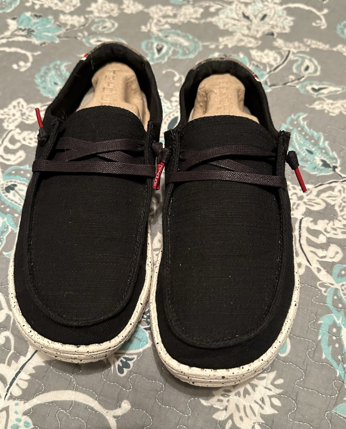 Hey Dude Wendy Jungle Black Lightweight Comfort Slip-On Shoes Women US 9 EU 40