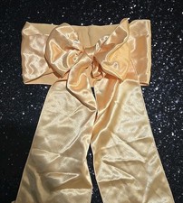 19pc Satin Chair Cover Bow Sash 104"x6.5 Yellow Gold Wedding Party Banquet Event