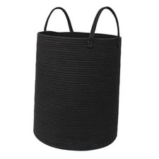 Woven Laundry Basket, 15"x18" Tall Basket for Blankets, Wicker Hamper for Black