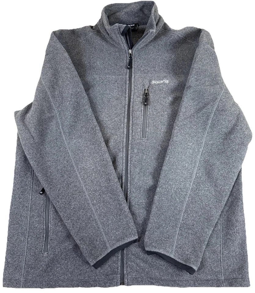 Chaqueta Solaris Para Hombre XL Gris Polar Cremallera Completa Simulado Cuello Bolsillos Aire Libre Informal Foto 3 de 4