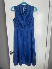 Lina Royal Blue Women’s Dress Size Small Cowl Neck Sleeveless MIDI Wedding