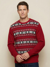 Weatherproof Vintage Sweater Men's Crew Neck Holiday Christmas Winter Cotton Red
