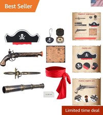 Vintage Pirate 8-Piece Prop Set: Eye Patch, Gun, Hat, Map Costume Enhancements