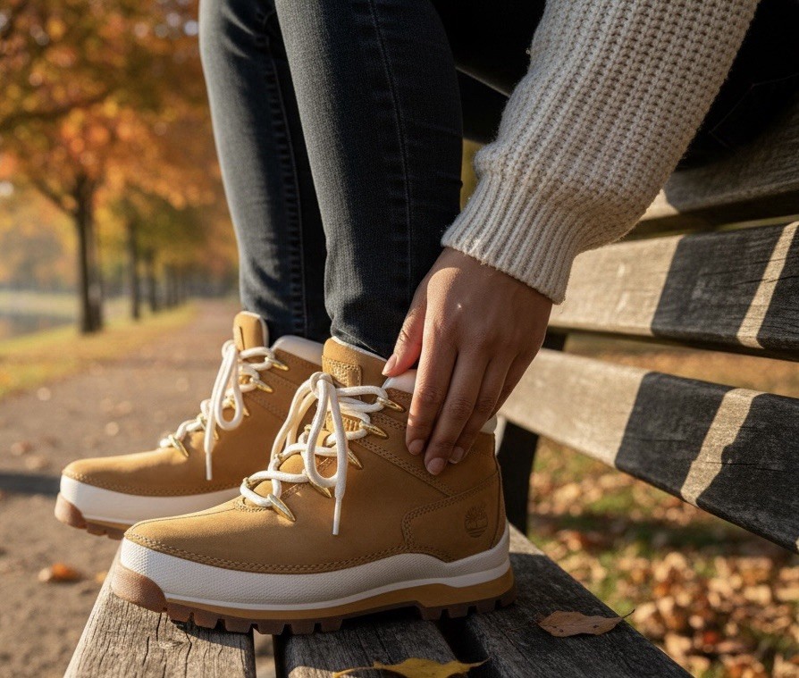 Timberland Euro Hiker Tan White Leather Hiking Boots Shoes Women’s Size 6 Gold