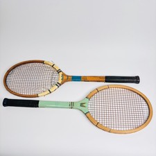 Wooden Tennis Rackets Dunlop Gold Wing & Blue Flash Tournament Model Vintage