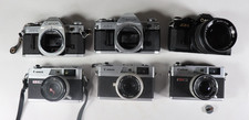 Lot of 6 Vintage Canon Cameras   AE-1, AT-1, G-III QL17, QL19   Rangefinders c3
