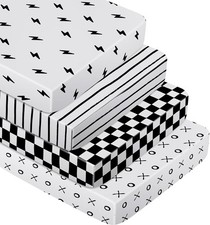 4 Pcs Baby Crib Sheets for Boys Girls Super Soft Microfiber Baby Bassinet Sheets