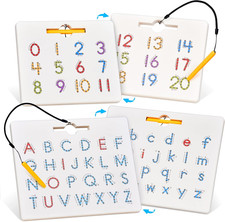 Magnetic Letter Number Board Double Sided, ABC 123 Tracing Set