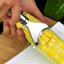 Stainless Steel Corn Cob Peeler Stripper Remover Kitchen Cutter Thresher Tool*//
