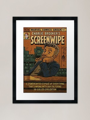 Charlie Brookers Screenwipe gerahmtes gerahmtes Wandbild Poster Leinwanddruck Bild
