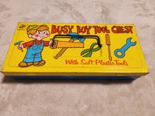 Vintage Busy Boy Tool Chest Metal Box Only USA Decent Condition Very Rare Htf