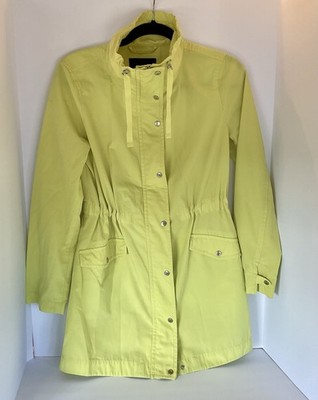 Talbots High Collar Jacket Full Zip Wind Rain Coat Yellow Wms Size XS Essential